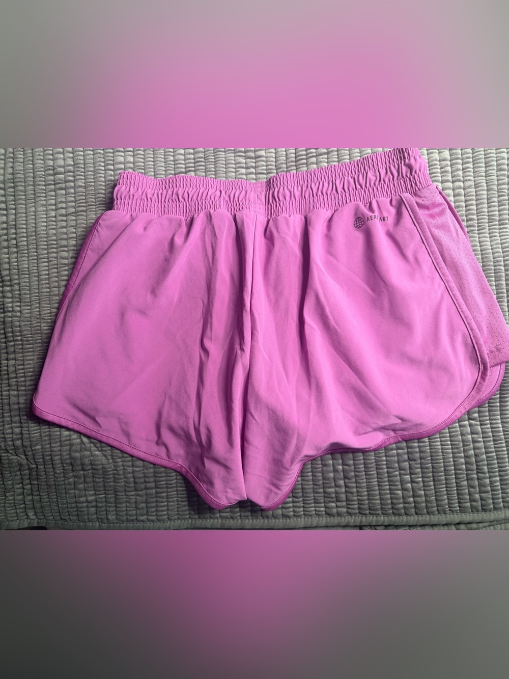 adidas Women's Lavender Pink Athletic Shorts with Drawstring built in ball short - Picture 5 of 6